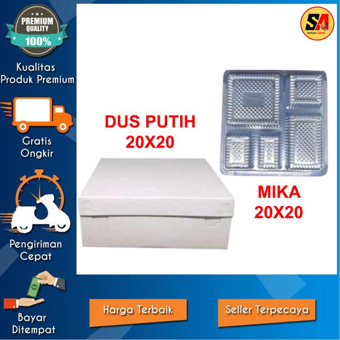 Box Dus Nasi Putih 20x20 Kotak Katering Tebal 350 GRAM + Mika