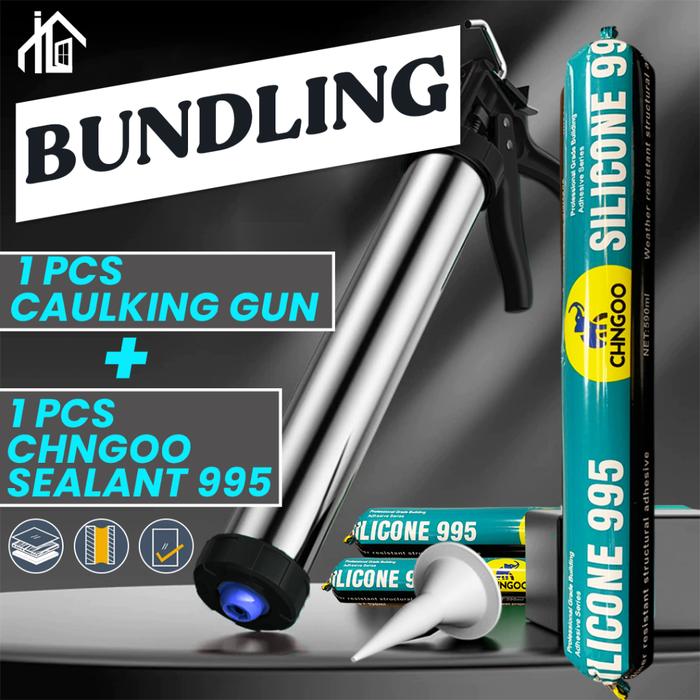 BEST PROMO BUNDLING CAULKING GUN + SEALANT CHNGOO DODOL 995, SEALANT SERBAGUNA, SEALANT GUN SERBAGUN