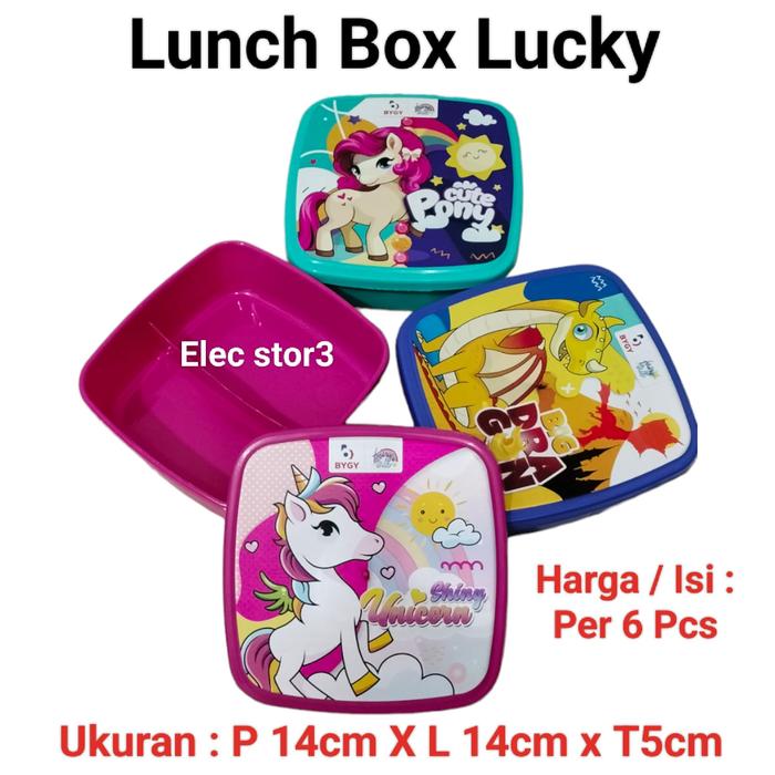 GROSIR ISI 6PCS Lunch Box Lucky / Kotak Makan Anak 600ml / Tempat Bekal merek Biggy elecstor3
