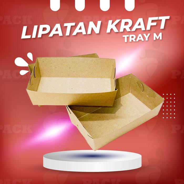 Paper tray lipatan craft M - Box Makanan / Dus Makanan tray coklat ukuran M