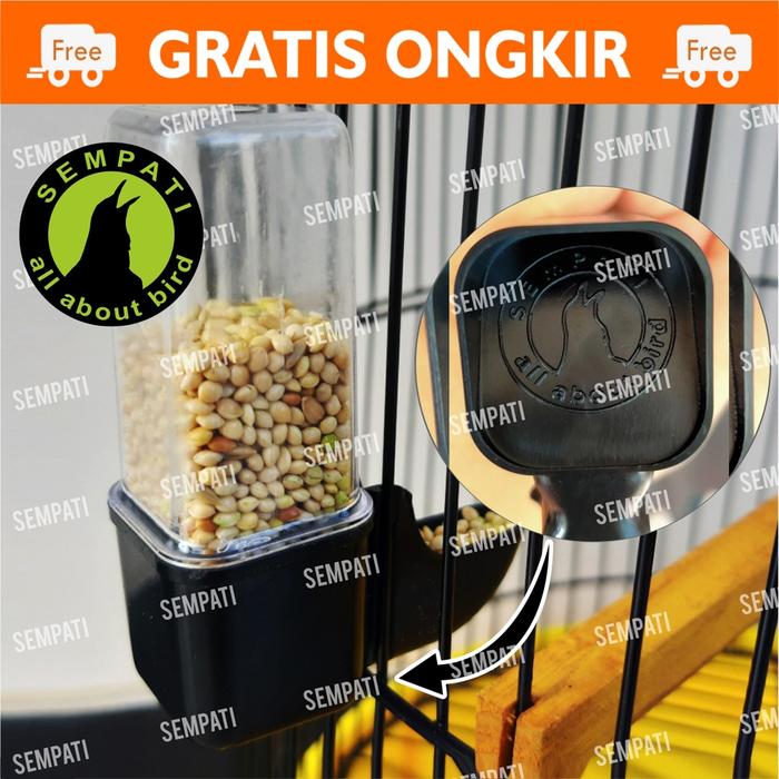 CEPUK TABUNG PENDEK KOTAK SEMPATI DISPENSER WADAH TEMPAT PAKAN MINUM BURUNG HAMSTER SUGAR GLIDER CMK
