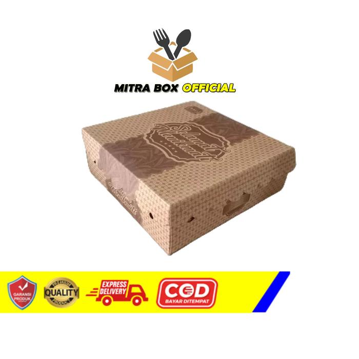 kotak box nasi / snack box dus makanan dus snack GS KRAFT BALI MOTIF 18x18 20x20 isi 100 PCS