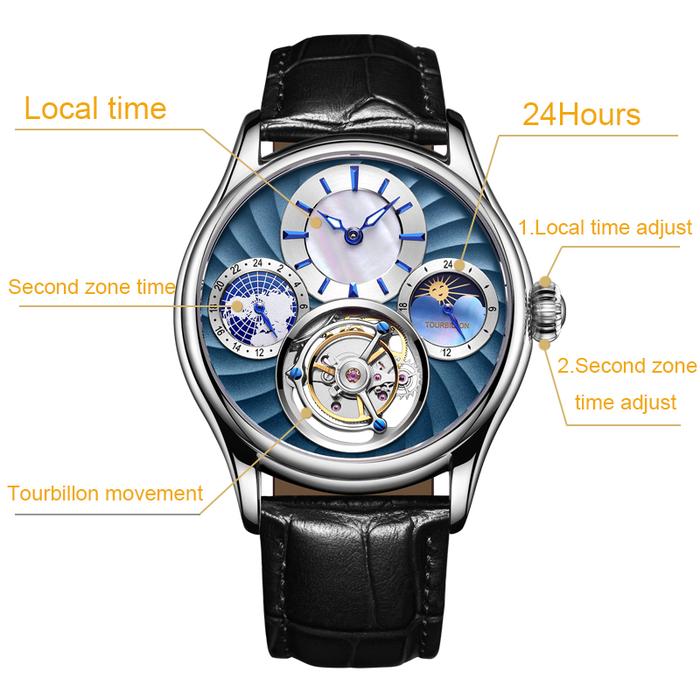 Jam Tangan Pria AESOP Mechanical Watch Men Luxury Watches for Men Tourbillon Male Skeleton Men's Wat