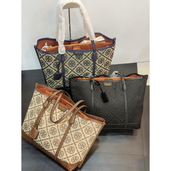 [DISKON] TAS TORY BURCH SERUT JACQUARD BUCKET BAG BUCKETBAG MONOGRAM CANVAS KANVAS TOTE TOTEBAG FREE