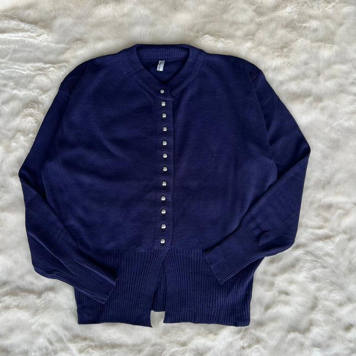 Inala Cardigan Basic Kancing Jamur Silver Premium