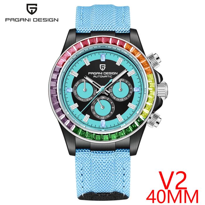 Jam Tangan Pria PAGANI DESIGN V2 40MM Rainbow Circle Luxury Men's Mechanical Watch Multifunction Aut