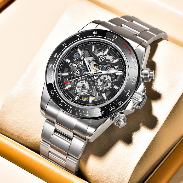 Jam Tangan Pria Top trends New PAGANI DESIGN 40MM Fashion Rainbow Bezel Men Mechanical Wristwatch St