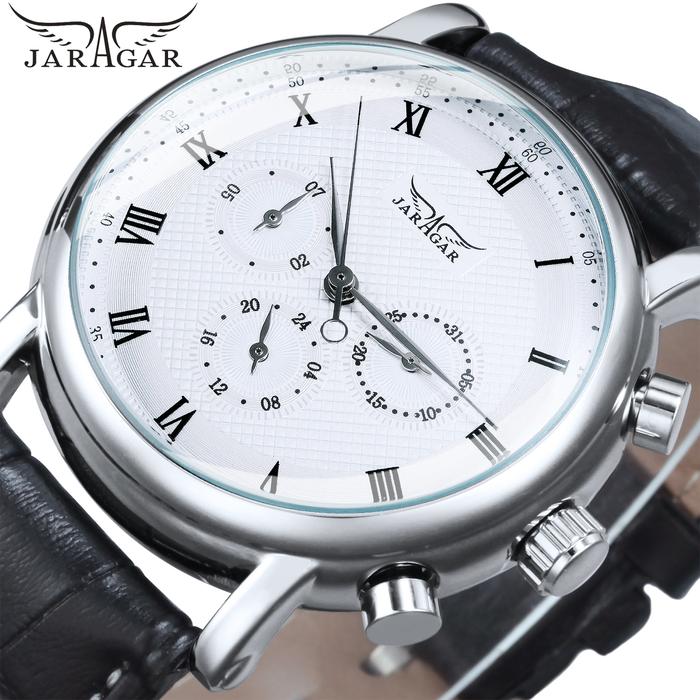 Jam Tangan Pria Jaragar Pilot Multifunction Mechanical Watch for Men Fashion 24 Hours Week Display L
