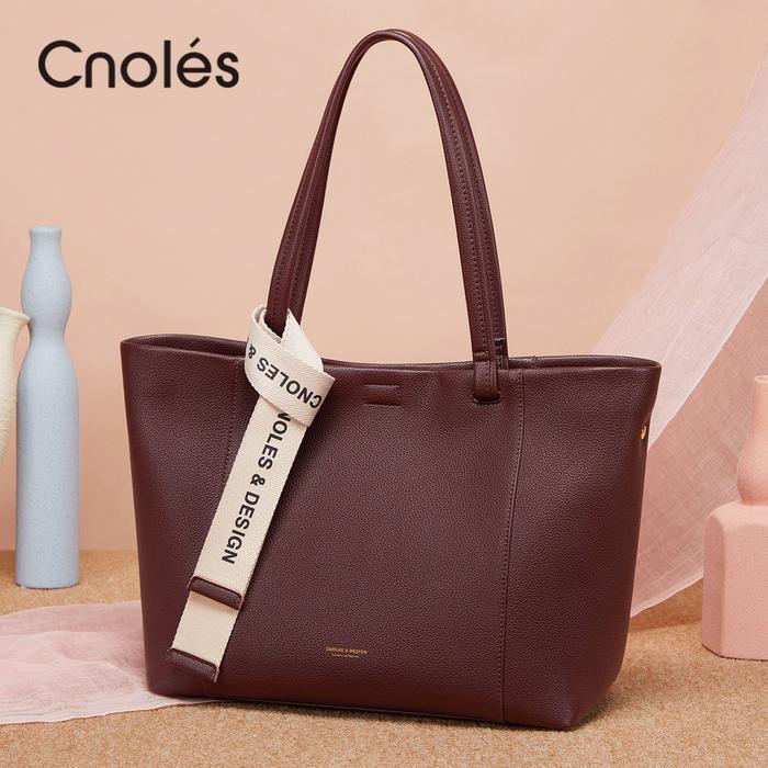 Cnoles Fashion Women Bucket Shoulder Bag Female Split Cow Leather