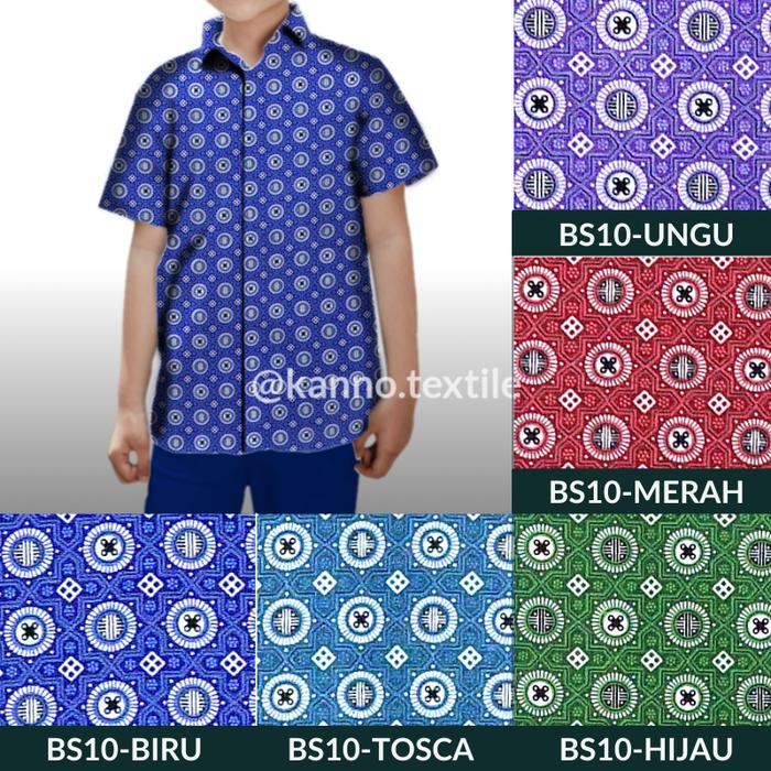Kain Batik Seragam Sekolah TK/SD/SMP/SMA BS10 Warna Merah/Biru/Hijau/Ungu/Tosca