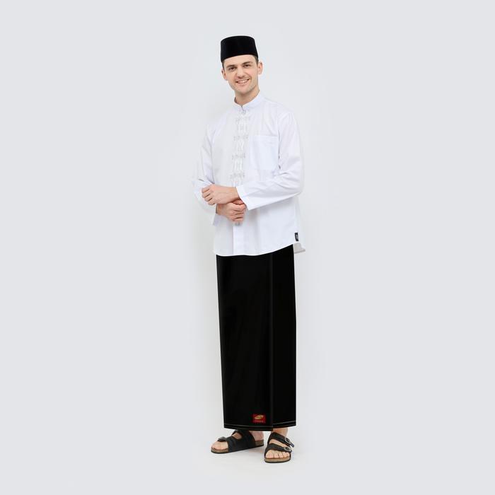 Sarung ATLAS Premium 725 Tumpal Kembang Polos Warna Hitam 01