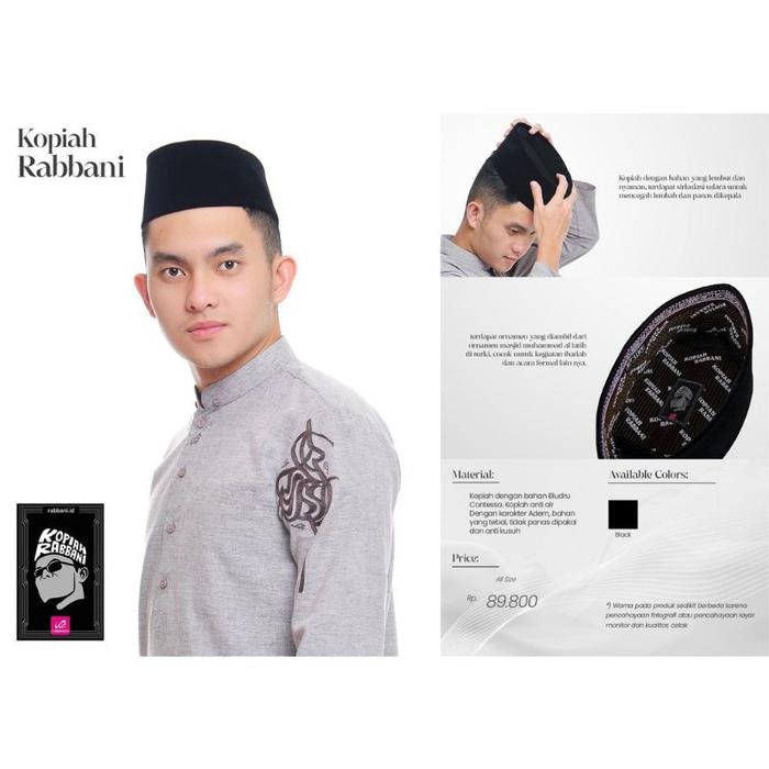 [Lisma Busana] KOPIAH PECI RABBANI HITAM POLOS PIQI PISI BLUDRU ORIGINAL
