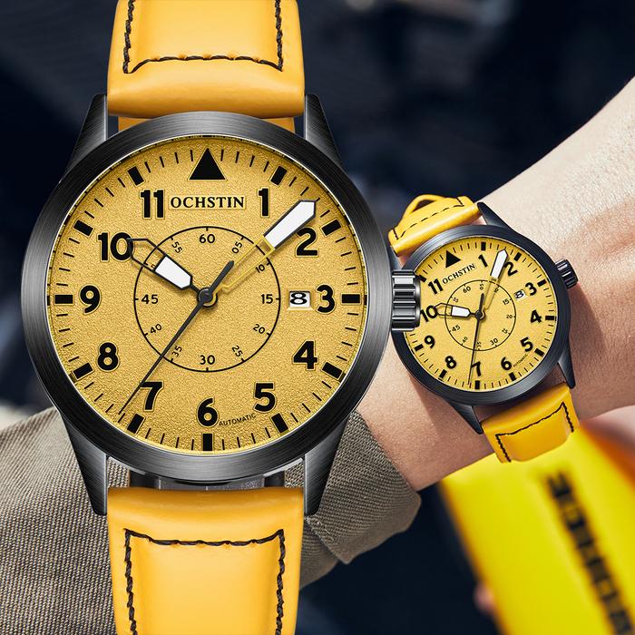Jam Tangan Pria OCHSTIN Mens Fashion Luxury Mechanical Automatic Skeleton Watch Transparent Back Cov