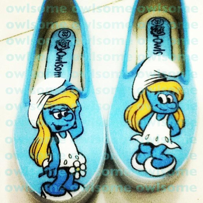 sepatu smurf, sepatu lukis, sepatu custom, baby sampai dewasa