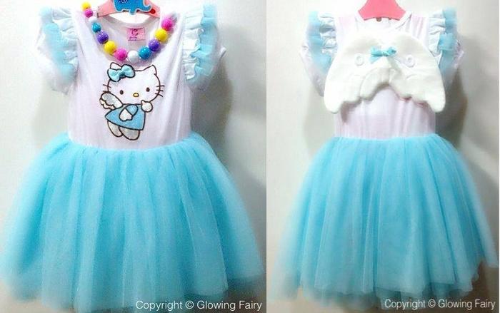 RSBY-181 DRESS ANAK ANGEL KITTY BLUE