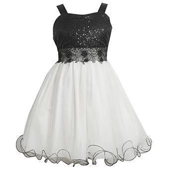 Bonnie Jean - Sequined and Lace to Tulle Wire Hem Dress