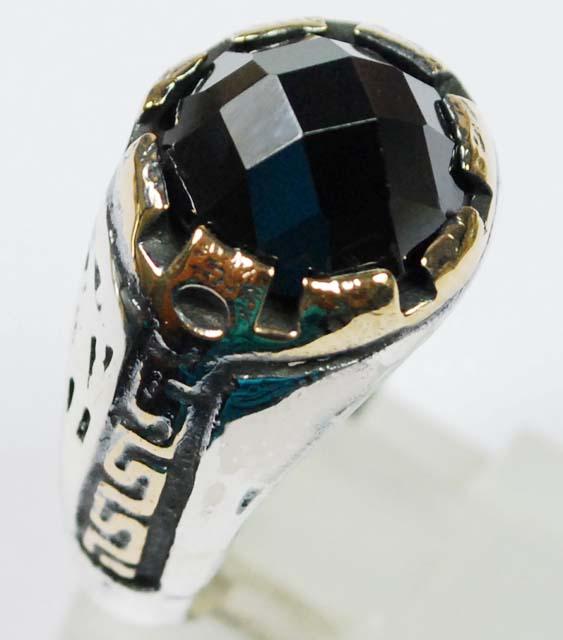 Cincin Pria Dari Turki Batu Akik Hematite Emban Perak 925 Ukuran 9,75