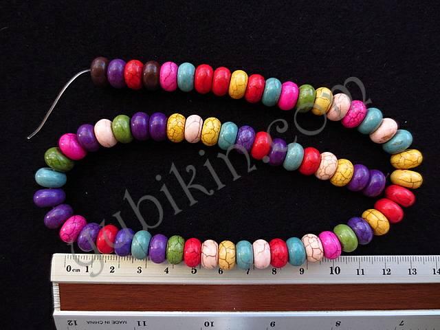 Manik Bulat Gepeng Batu 6x10mm Warna Acak
