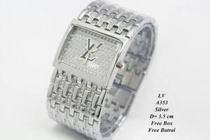 Jam LV Louis vuitton tali rantai silver diamond mewah elegan terbaru