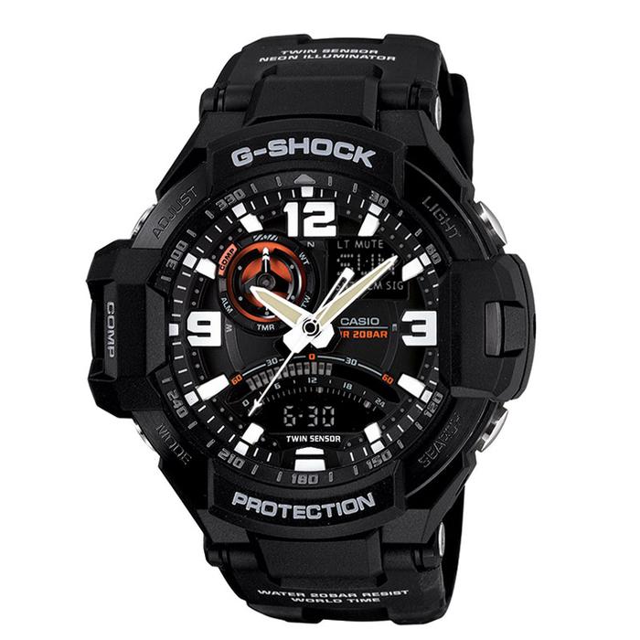 JAM TANGAN PRIA CASIO G-SHOCK ORIGINAL GRAVITYMASTER ANALOG DIGITAL HITAM KARET GA-1000-1A CASIO G S