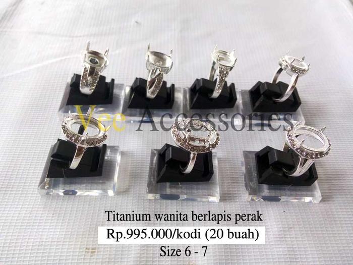 Grosir Ring / Emban Cincin Titanium Wanita Berlapis Perak