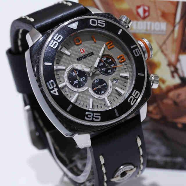 Expedition E6642 6642 SILVER COMBI ORANGE GREY Black Leather for MEN