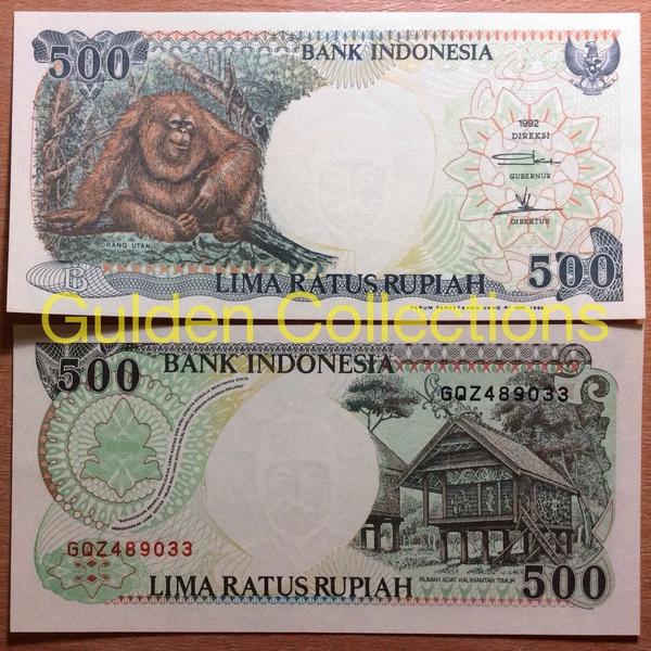 Uang Kuno 500 Rupiah Kertas Orang Utan tahun 1992 Untuk Mahar Pernikah