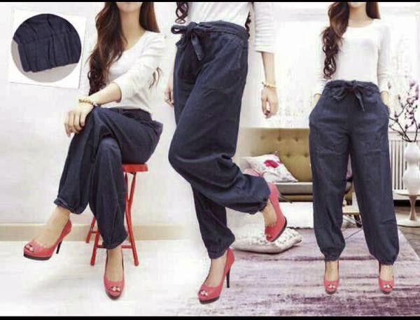 Celana Jogger Katun Denim, Cotton Denim Jogger Pants