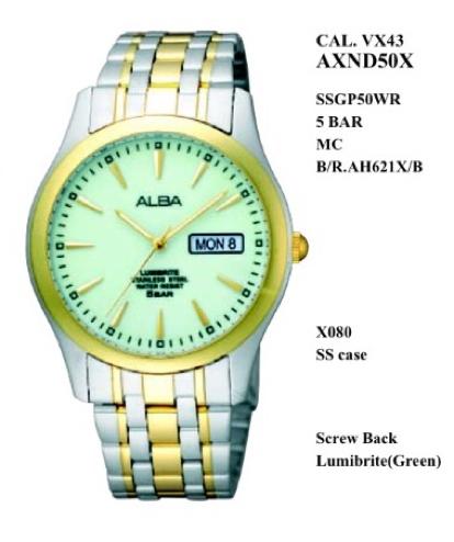 ALBA Standard AXND50 Lumibrite Kombinasi Jam Tangan ORIGINAL