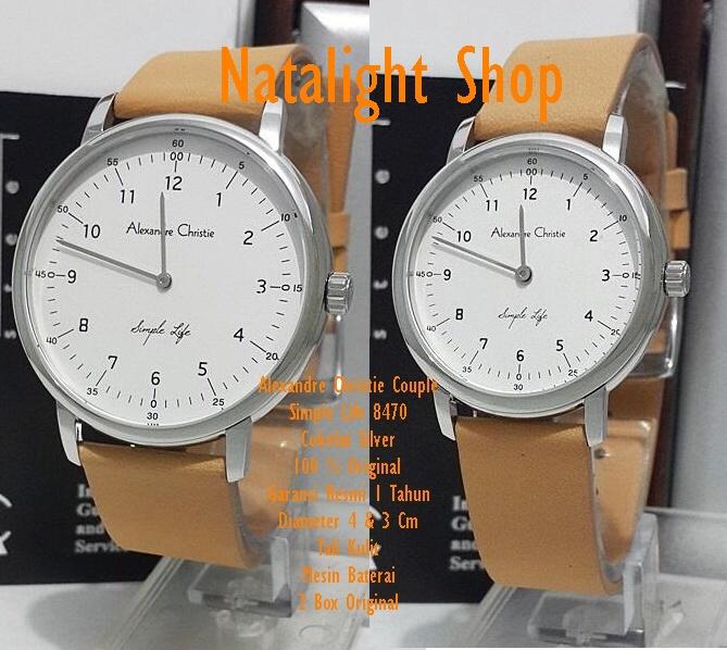Jam Tangan Couple Alexandre Christie 8470 Original Kulit Simple Mewah