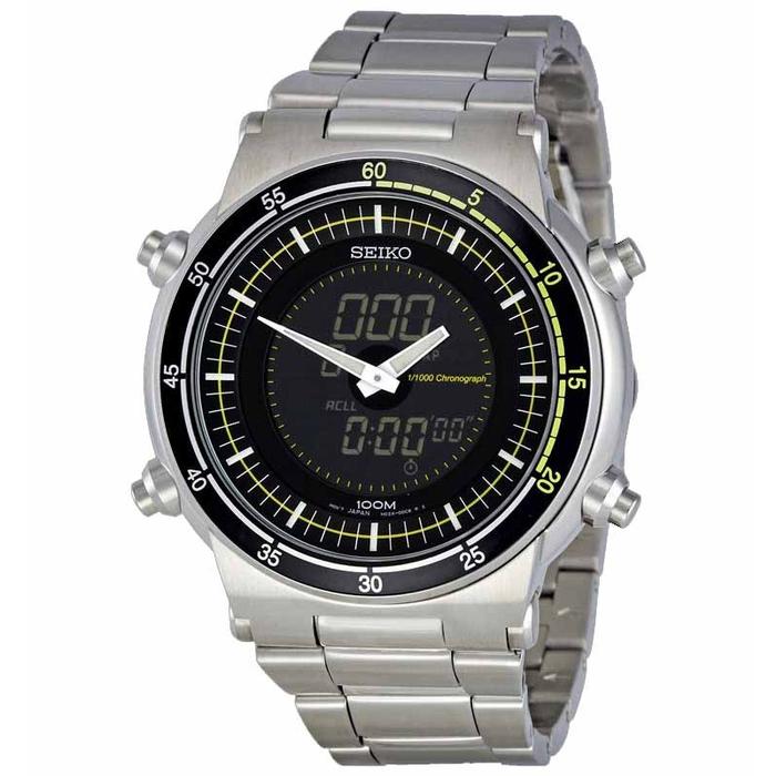 Seiko Sportura SNJ023P1 Retro Digital Silver Black