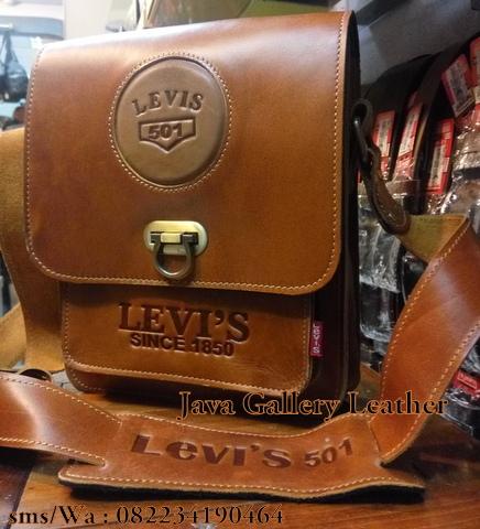 Tas Slempang Kulit Asli Levis TSL02, Tas Pria Full Kulit Asli