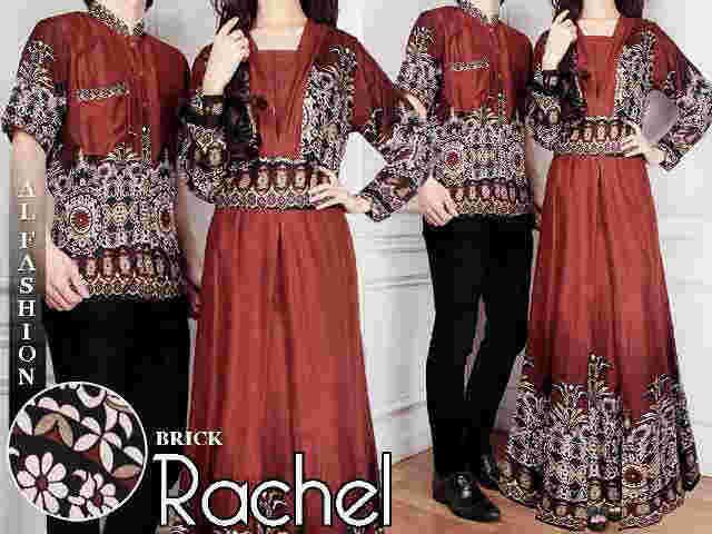 Setelan Baju Batik /Couple Baju Batik Gamis Merah Bata