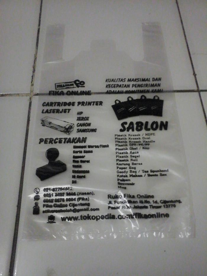 Fika Tas plastik / Kantong Kresek Bening 15x30 cm Sablon