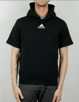 Jaket Bordir Lengan Pendek Adidas Short Sleeve Hoodie Adidas Hitam