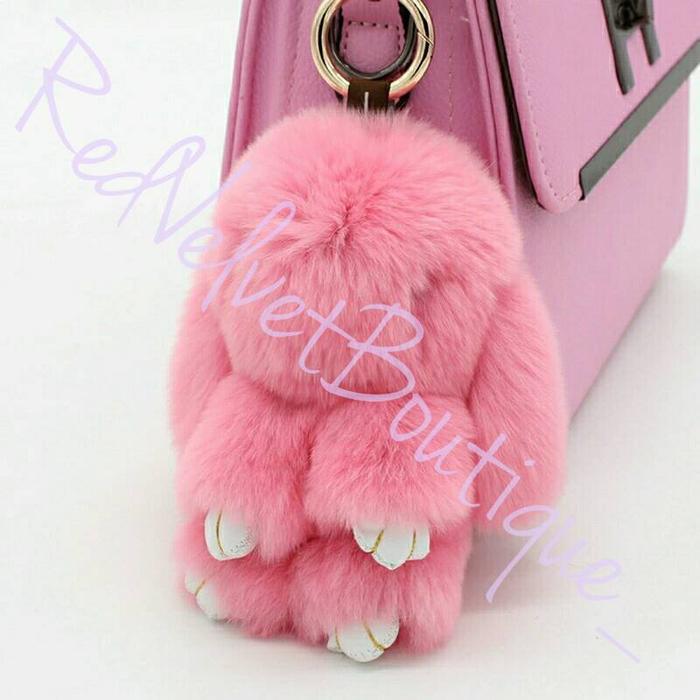 Gantungan Kunci Kelinci Copenhagen Rex Rabbit Fur Keychain IMPORT