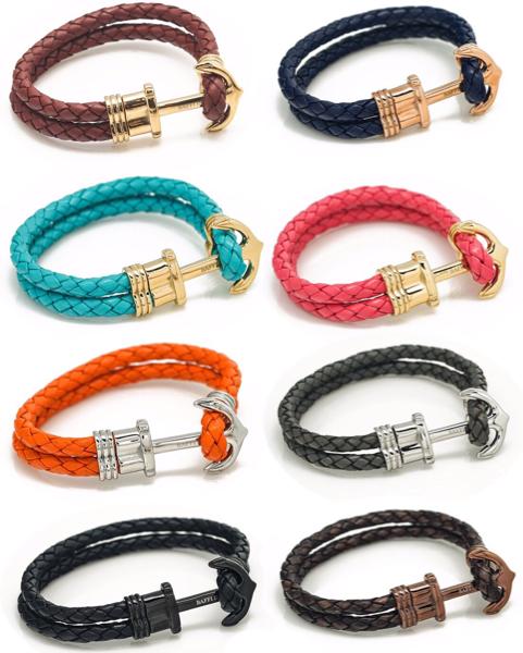 Baffi Inc Jevies Premium Gelang Kulit Louise Anchor Leather Bracelet