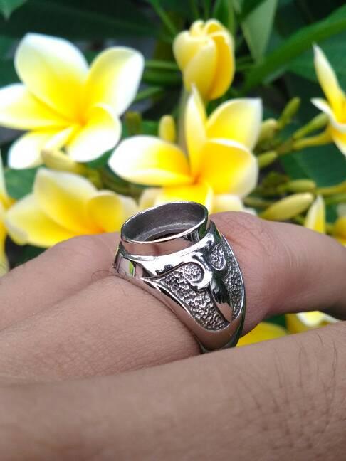 emban cincin perak 925 handmade motif ukir abstrak