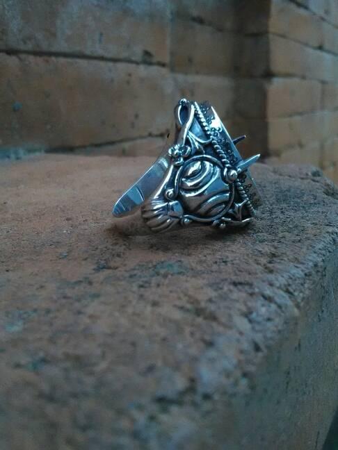 emban cincin perak 925 handmade motif ukir klasik 2taring