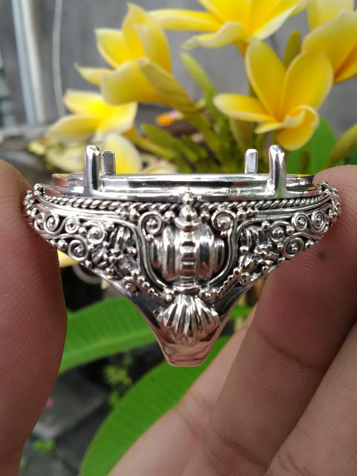 emban cincin perak 925 handmade motif ukir cakrawaka big stone