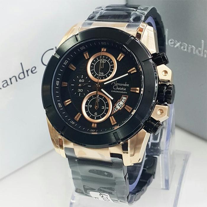 Jam Alexandre Christie AC 6226 MC AC6226MC hitam Rose Gold Original