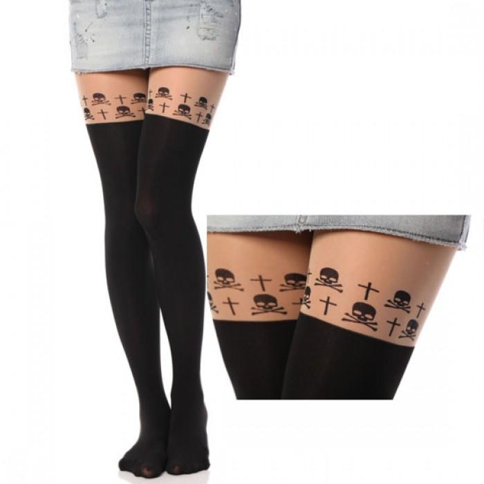 HO3513L - Stocking Model Korea Jepang Dengan Hiasan Tato ( Tengkorak )