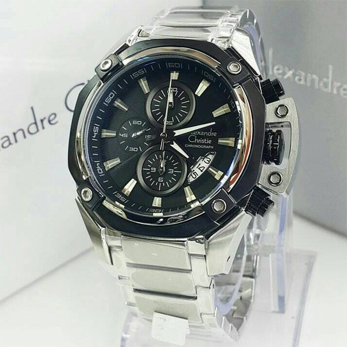 Jam Alexandre Christie AC 6225 MC AC6225MC Silver Hitam Original