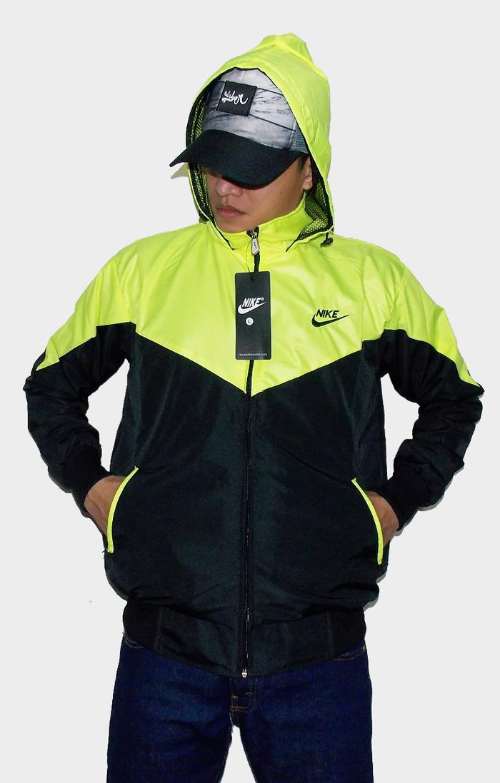 Jaket Nike Parasut Running Kuning Stabilo Hitam