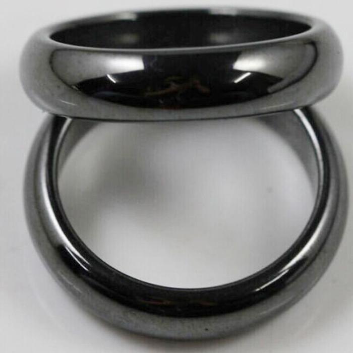 2 pcs Black Gallstone Magnetic Hematite Ring