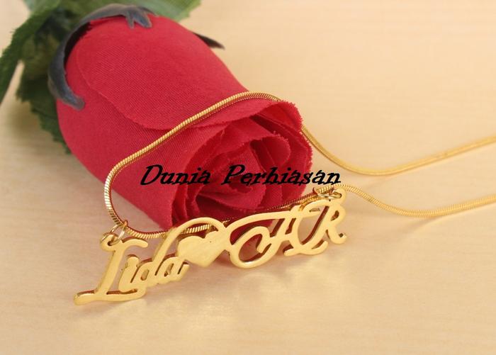 Kalung Nama Inisial Lapis Emas - Perhiasan Nama Lapis Emas