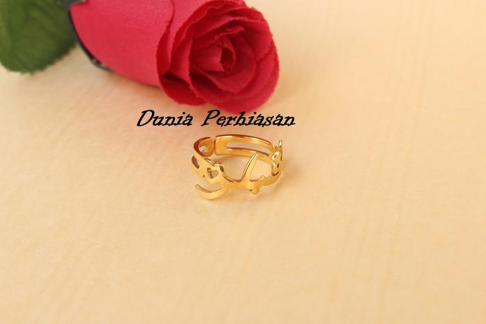 Cincin Nama Font Arab - Perhiasan Nama Lapis Emas Font Arab