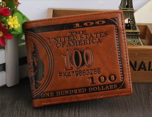 Murah Dompet Kulit Unik Bentuk / Motif Uang 100 Dolar / Dollar Amerika