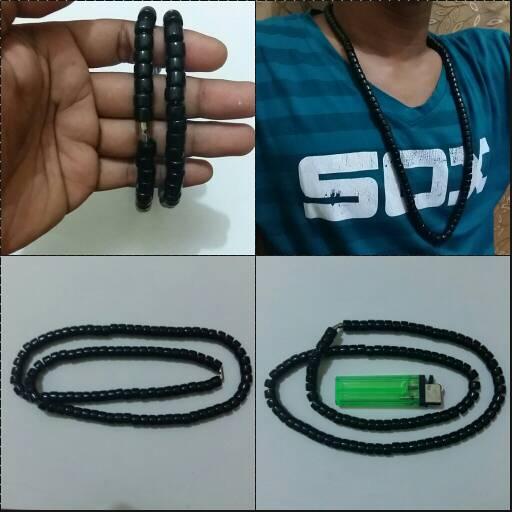 1bh kalung batu natural black jade super gread A type bambu 8mm 100btr