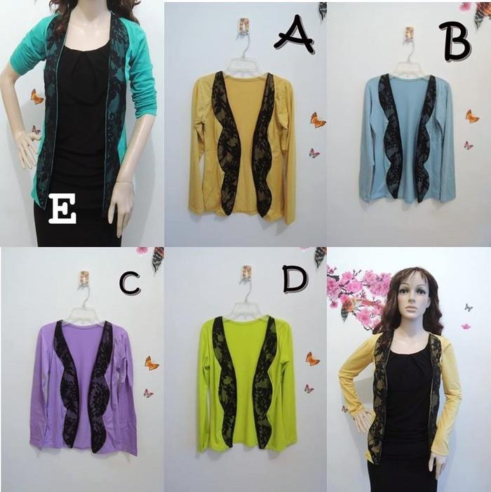 Bolero Cardi Kaos Brukat Lengan Panjang Outer Murah